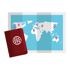 travel passport and world map design, trip tourism and journey theme Vector illustration