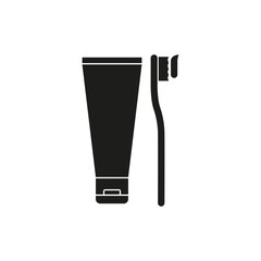 Toothpaste and brush. Simple vector illustration on a white background