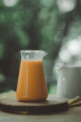 Hot Thai tea milk mix with sweetened condensed milk.