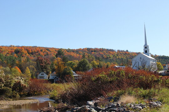 church in autumn Vermont Stowe