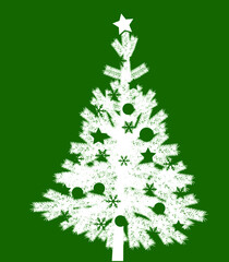 White Christmas Tree on green background
