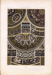 GROTESQUE 16th Century Border / Frames / Ceiling Design RACINET Vintage Artwork