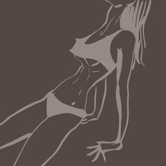 fashionable stylish illustration sketch in gray tones of sexual female body illustration 