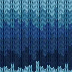 Seamless gradient knitted pattern in blue colors. Vector illustration. Winter theme.