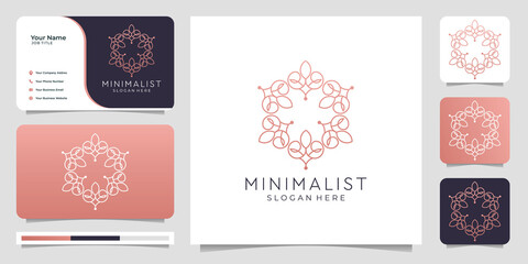 nature minimalist and monogram template,line logo design,business card vector.Premium Vector