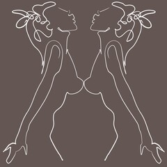 fashionable stylish illustration sketch in of twince sexual female body Illustration 