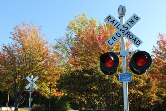 railroad crossing sign in Burlington Vermont