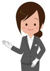 にこやかに案内する女性スタッフ上半身