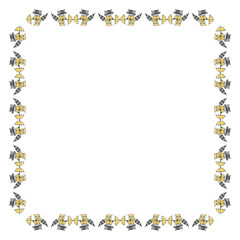 Square frame with raccoon with umbrella. Vector image.