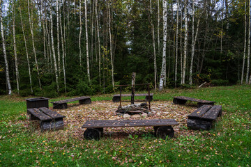 Camping spot next to forest.