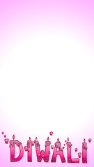 Pink phone wallpaper of candle shaped letters, spelling out ‘Diwali’ with lanterns	