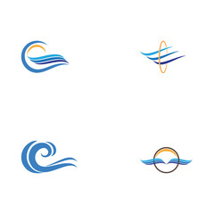Set Waves Logo Template vector symbol