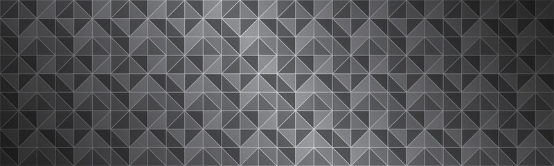 Abstract black and grey header composed of triangles with different transparency. Modern vector banner. Metallic look background
