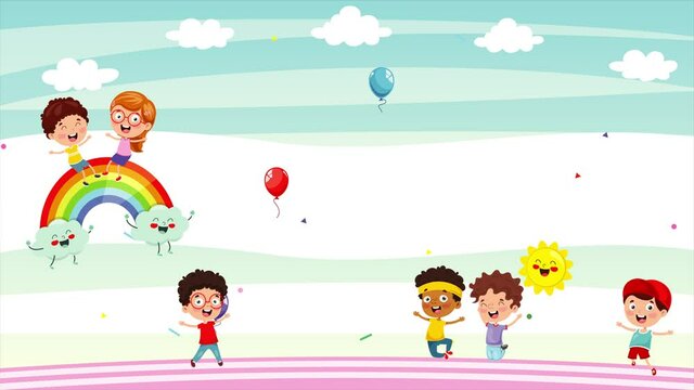 Group Of Funny Children Playing