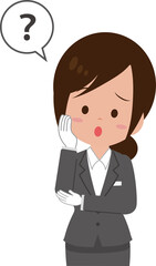 悩む女性スタッフ上半身