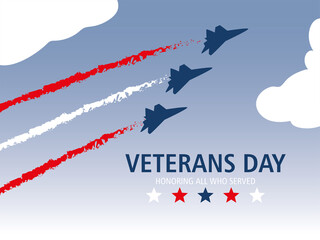 Obraz na płótnie Canvas happy veterans day, flying planes celebration memorial event