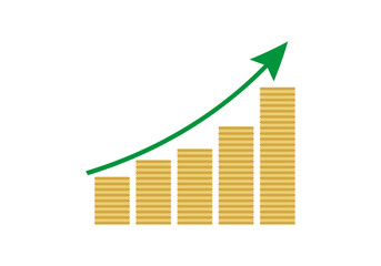 Gráfico de monedas creciendo en aumento.