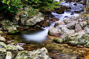 Small river waterfall with long exposure