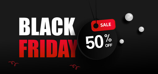 Black friday sale with realistic label background design vector for promotional business