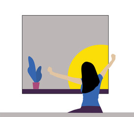 Early rising illustration of a girl