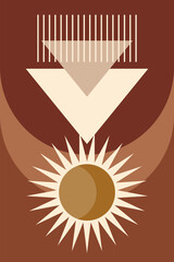 Abstract geometric shape background. Modern minimal boho style. Wall art printable contemporary aesthetic poster. Mid century minimalist print. Boho graphic natural colored wall art print.