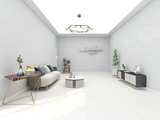 The modern and tidy living room has sofa, living room and other decorations