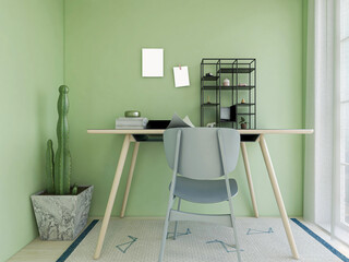 Business office area has desk and computer, etc