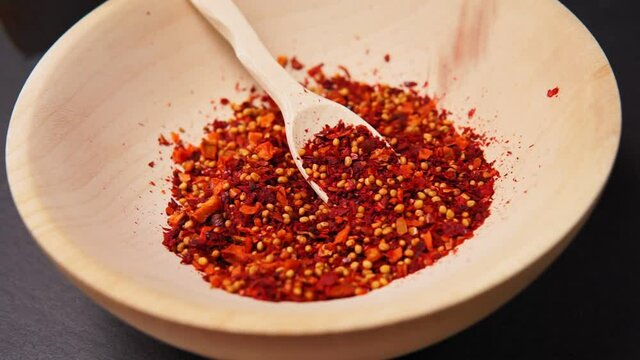 spices and herbs over dark old wood. Cooking ingredients. Food and cuisine concept.