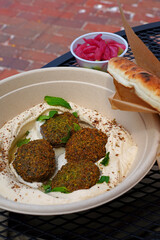 Bowl of falafel and hummus