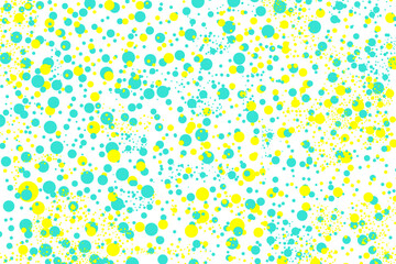 Dotted blue and yellow pattern background. Simple geometric circles design template, irregular repeat dots decorative backdrop for wallpaper, banner, poster or brochure 