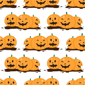 seamless Halloween pumpkin pattern on white background. Vector image