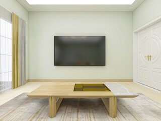 The modern and tidy living room has sofa, living room and other decorations