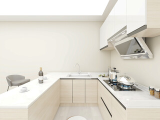 There are kitchenware, bar and so on in the modern open kitchen