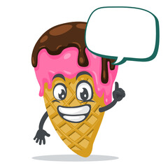 vector illustration of ice cream mascot or character