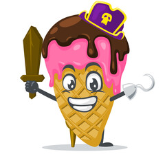 vector illustration of ice cream mascot or character