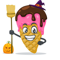 vector illustration of ice cream mascot or character