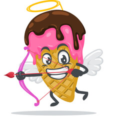 vector illustration of ice cream mascot or character
