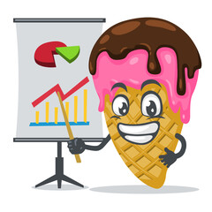 vector illustration of ice cream mascot or character