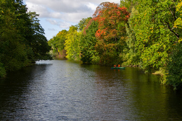 autumn landscape pond surrounded by trees