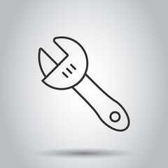 Wrench icon in flat style. Spanner key vector illustration on white isolated background. Repair equipment business concept.