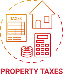 Property taxes concept icon. Mortgage payment element idea thin line illustration. Borrowers monthly mortgage bills. Real estate owners. Escrow account. Vector isolated outline RGB color drawing