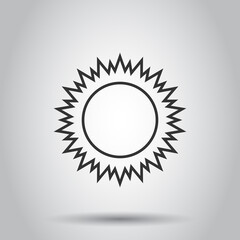 Sun icon in flat style. Sunlight sign vector illustration on white isolated background. Daylight business concept.