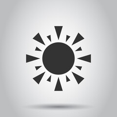 Sun icon in flat style. Sunlight sign vector illustration on white isolated background. Daylight business concept.