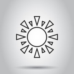 Sun icon in flat style. Sunlight sign vector illustration on white isolated background. Daylight business concept.