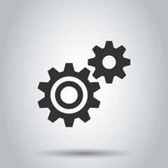 Gear vector icon in flat style. Cog wheel illustration on white isolated background. Gearwheel cogwheel business concept.