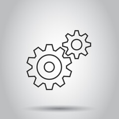 Gear vector icon in flat style. Cog wheel illustration on white isolated background. Gearwheel cogwheel business concept.