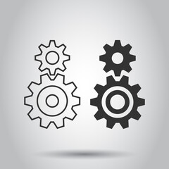 Gear vector icon in flat style. Cog wheel illustration on white isolated background. Gearwheel cogwheel business concept.