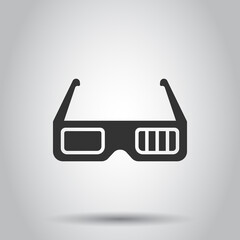 Film icon in flat style. Movie vector illustration on white isolated background. 3d glasses business concept.