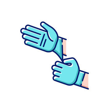 blue gloves putting on hands clip art preview