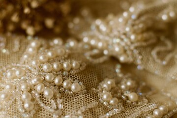 An Antique Wedding Dress Lace Closeup In The Vintage Mood And Style